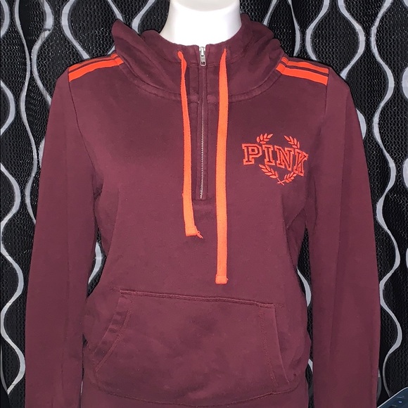 PINK Victoria's Secret Tops - PINK victoria’s secret maroon half zip hoodie